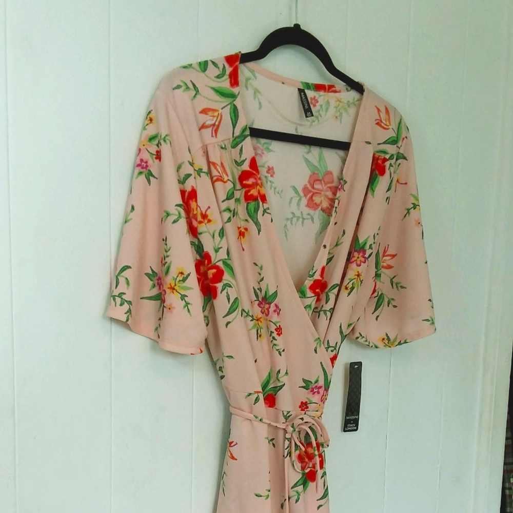 Floral Wrap Dress With Sleeves